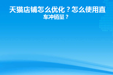 天猫店铺怎么优化(天猫店铺如何提升销售)