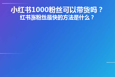 小红书1000粉丝可以带货吗(小红书推广价目表)