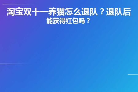 淘宝双十一养猫怎么退队(双十一养猫怎么退队伍)