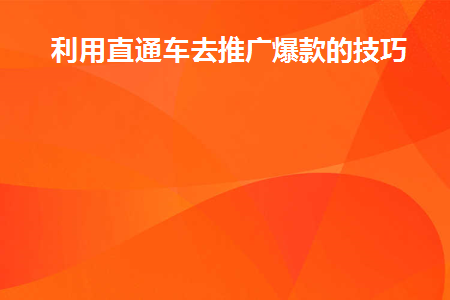 利用直通车去推广爆款的技巧(利用直通车去推广爆款的技巧和方法)