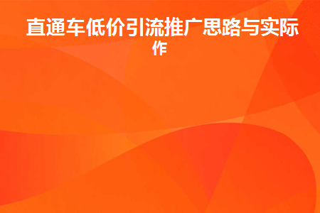 直通车低价引流推广思路与实际操作(直通车全店推广低价引流)